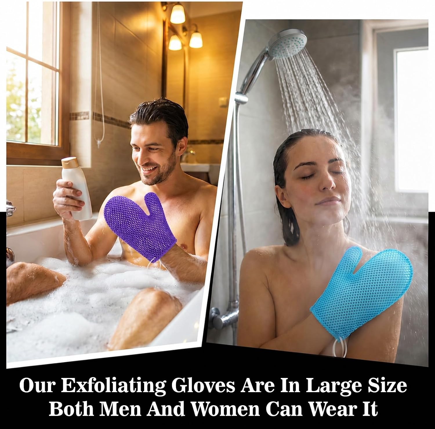 2 Pcs Honeycomb Exfoliating Glove Exfoliating Bath Mitt Face and Body Spa Scrubber, Honeycomb Exfoliator Glove for Body Shower, Scrubber Sponge Shower Loofah, Quick Drying