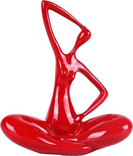 Estatua roja de yoga para dama, estatuas decorativas modernas para mujeres, decoraciones de figuras, decoración de arte moderno para sala de estar, disponible en Yaxa El Salvador