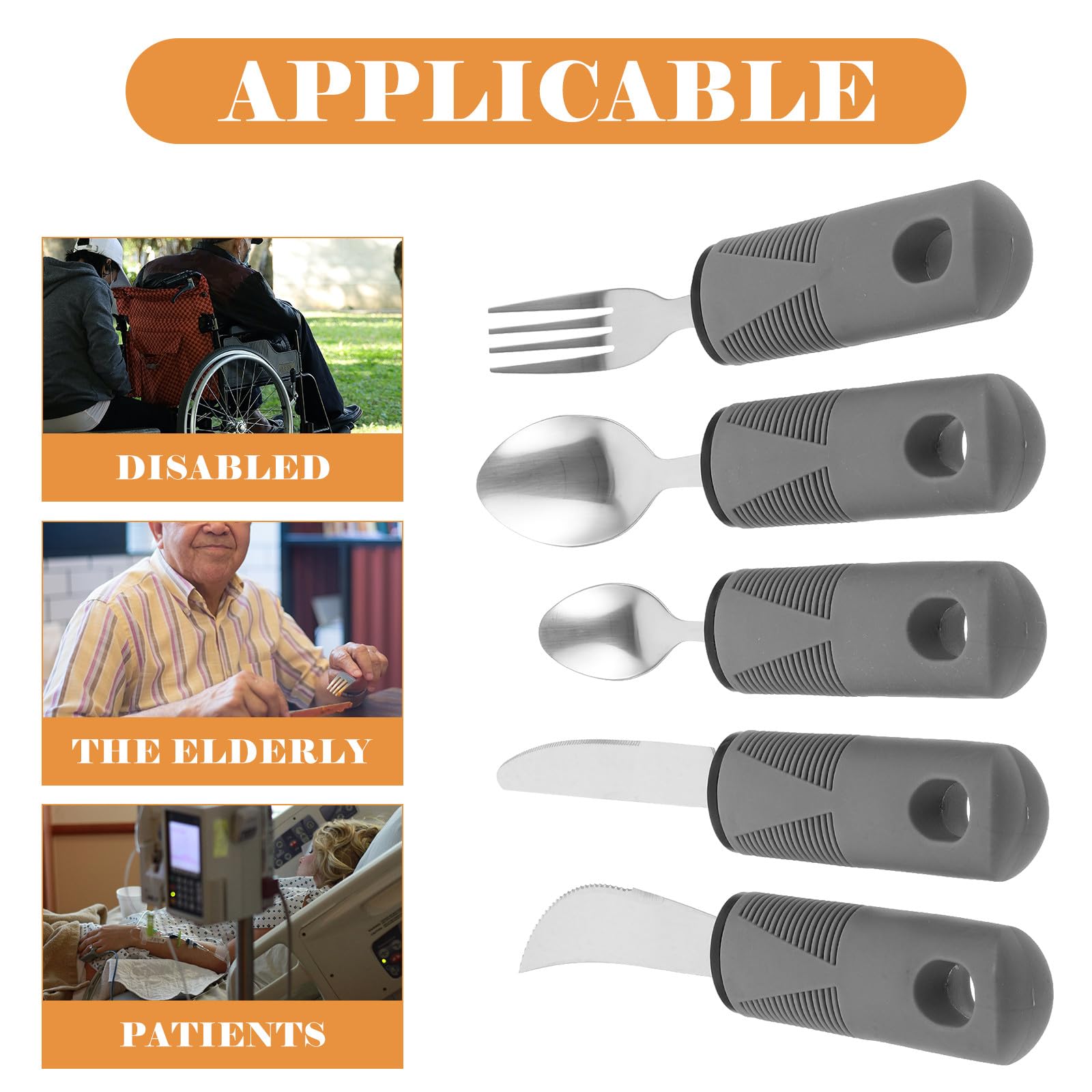 Vajilla Antivibración Para Personas Mayores Incluye Cuchara y Tenedor Adaptables Cubiertos Portátiles Para Uso Casa o Restaurante