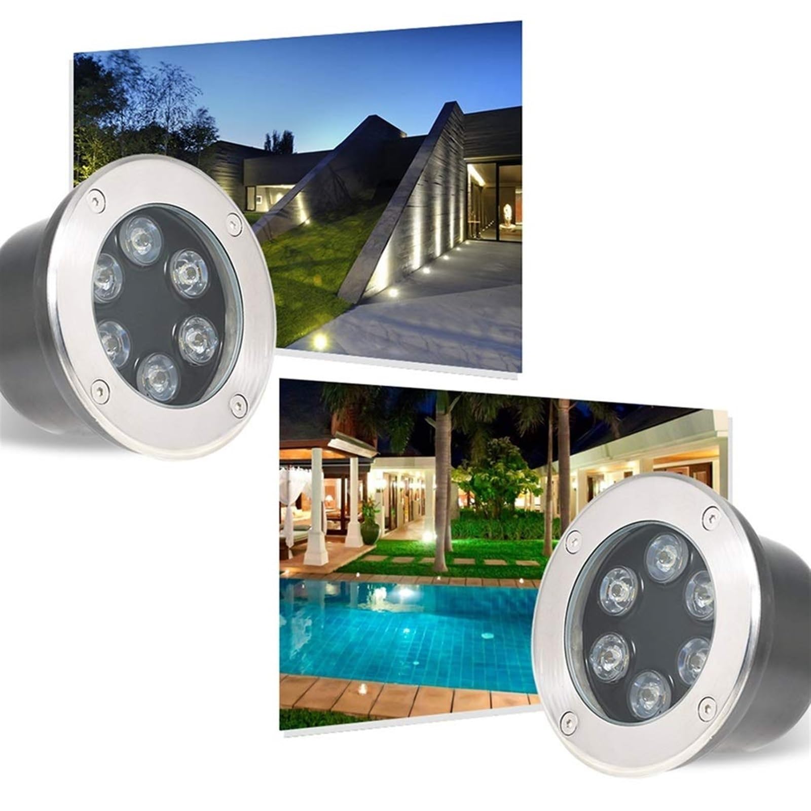 THEGA Luz LED Exteriores - Iluminación Enterrada, Focos LED Empotrables 220V, Focos Empotrables Exteriores IP67, Resistentes Al Agua, Iluminación para Jardín Y Patio(White,36W)