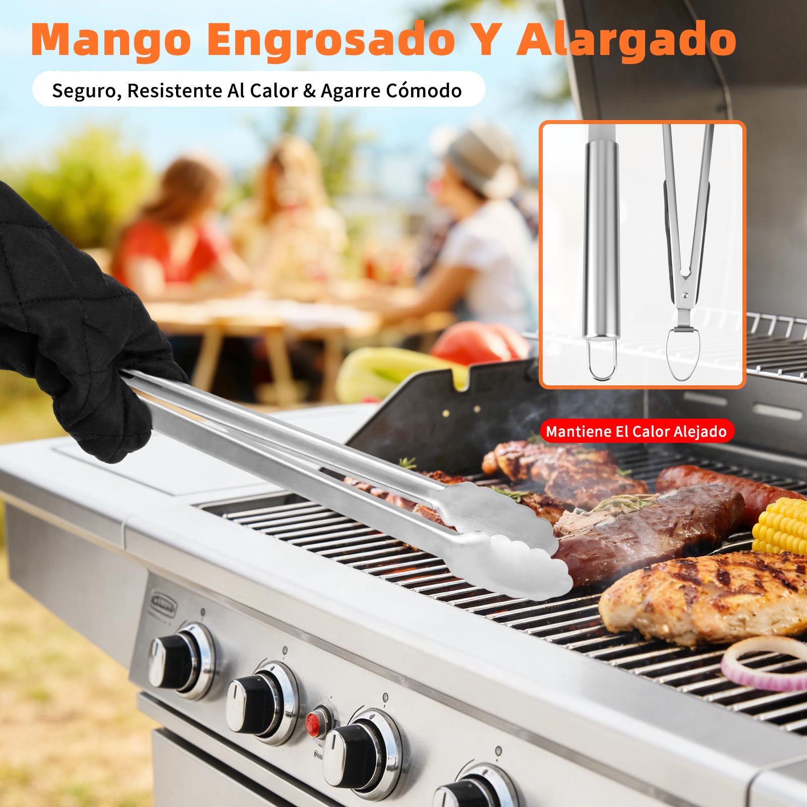 Juego de 32 Piezas Set Accesorios Barbacoa, Acero Inoxidable Kit Utensilios Barbacoa para Asar al Aire Libre con Bolsa, Cuchillo, Termómetro y Jeringa para Carne, Regalo para Hombre, Padre, Cumpleaños