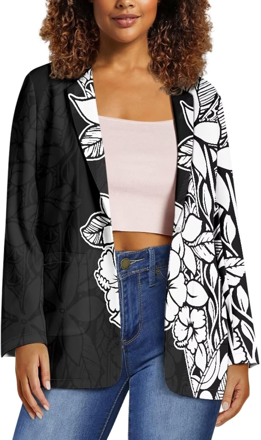 Polynesian Puletasi Samoan Traditional Matching Blazers for Couples Button Down Blazer Jackets with Pockets