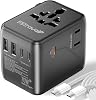 Universal Travel Adapter 70W Fast Charge, Travel Plug Adapter Worldwide with 5 USB Ports (2 USB C), Universal Plug Adaptor UK to World, Dual10A Fuses Travel Adapter Wall Charger for (Type A, C, G, I)