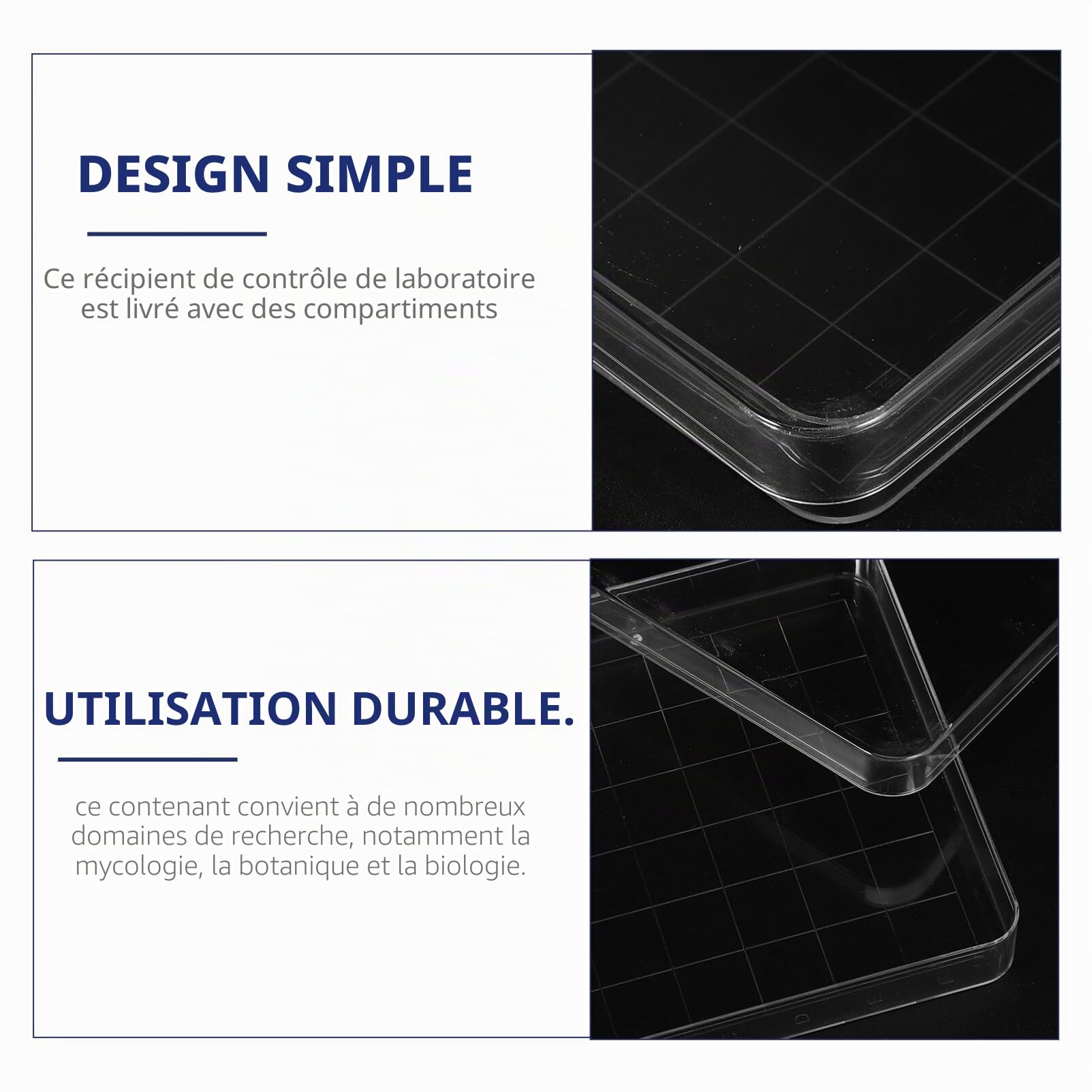 OUNONA Boîtes De Pétri De Laboratoire Carrées 10 Pièces 4X4 Pouces Avec Couvercle Transparent Pour Recherche Scientifique Microbiologie Et Études Cellulaires