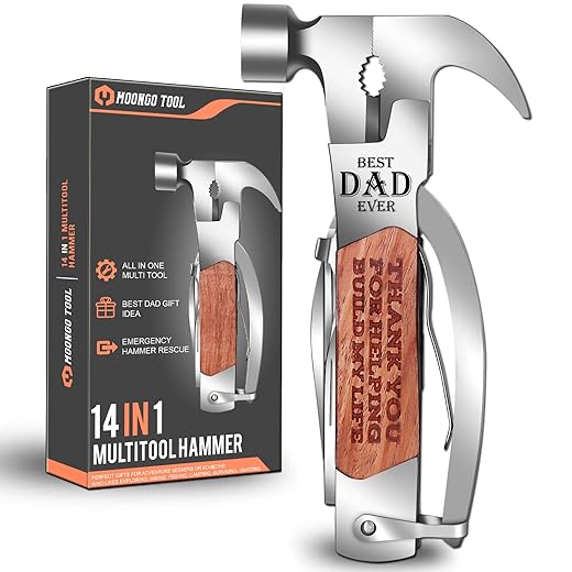 Father's Day Gifts from Daughter - Gifts for Dad from Daughter, Dad Gifts from Daughter Son, Birthday Gifts Ideas, Unique Best Dad Ever Gifts, Hammer Multitool Camping Gear Tools with Gift-Boxed