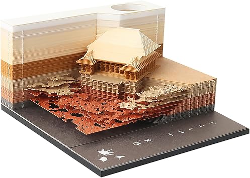Shimizu Temple Japan 3D Paper Note لوحة تذكارية ثلاثية الأبعاد ملاحظات لاصقة ورق إشارة مرجعية قلم حامل هدية عيد ميلاد إبداعي أصفر