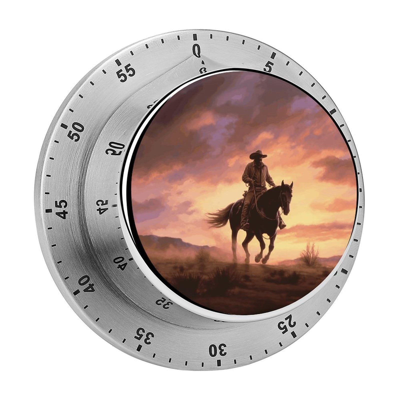 Cowboy West Timers Adsorbable Stainless Steel Kitchen Timer Loud 60 Minute Visual Timer Portable Manual Countdown Timers Alarm Clock Time Management Tool for Home Work