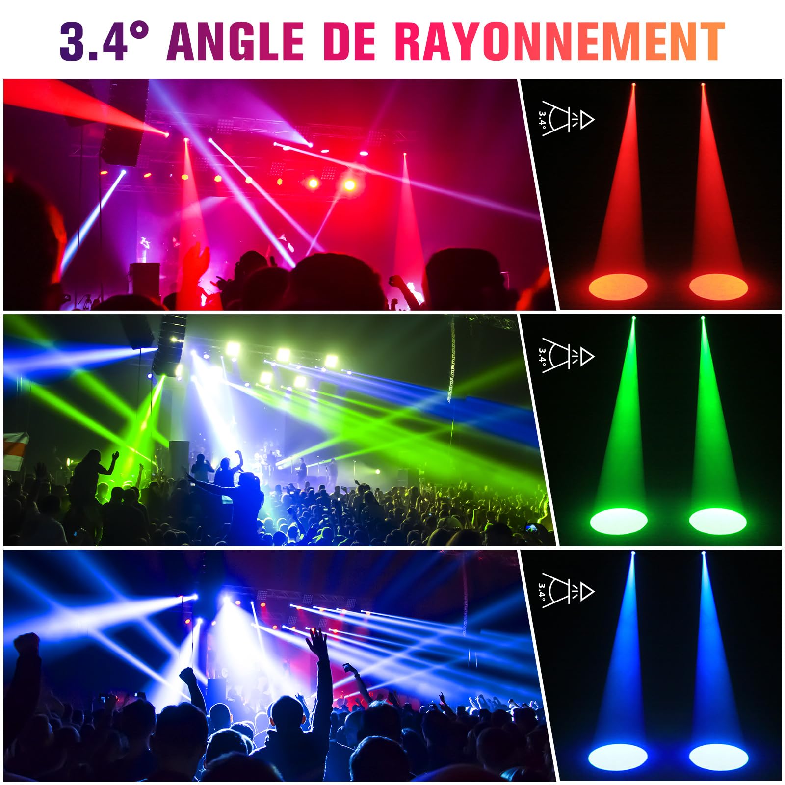 2PCS Projecteur Boule a Facette 30W Pin Spot LED Éclairage de Scène RGBW Projecteur avec Télécommande 4 modes Boule Miroir pour Bars Fêtes Halls