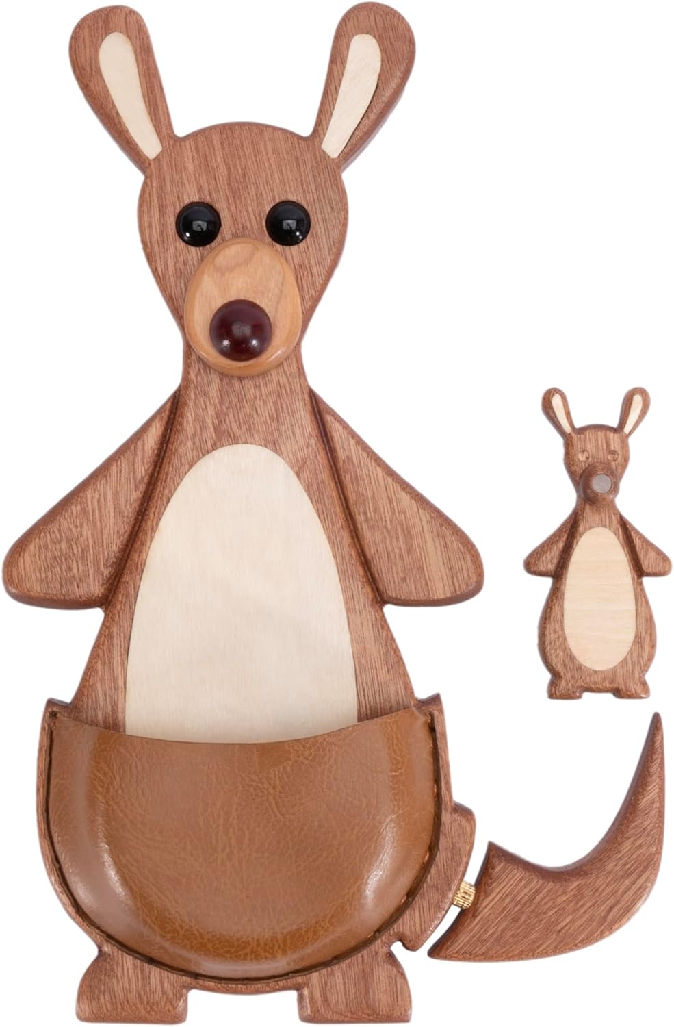 Wooden Kangaroo Nursery Wall Decor with Storage Caddy and Tail Hanger Kids Room Wall Decor for Nursery Playroom Bedroom Classroom Kindergarten