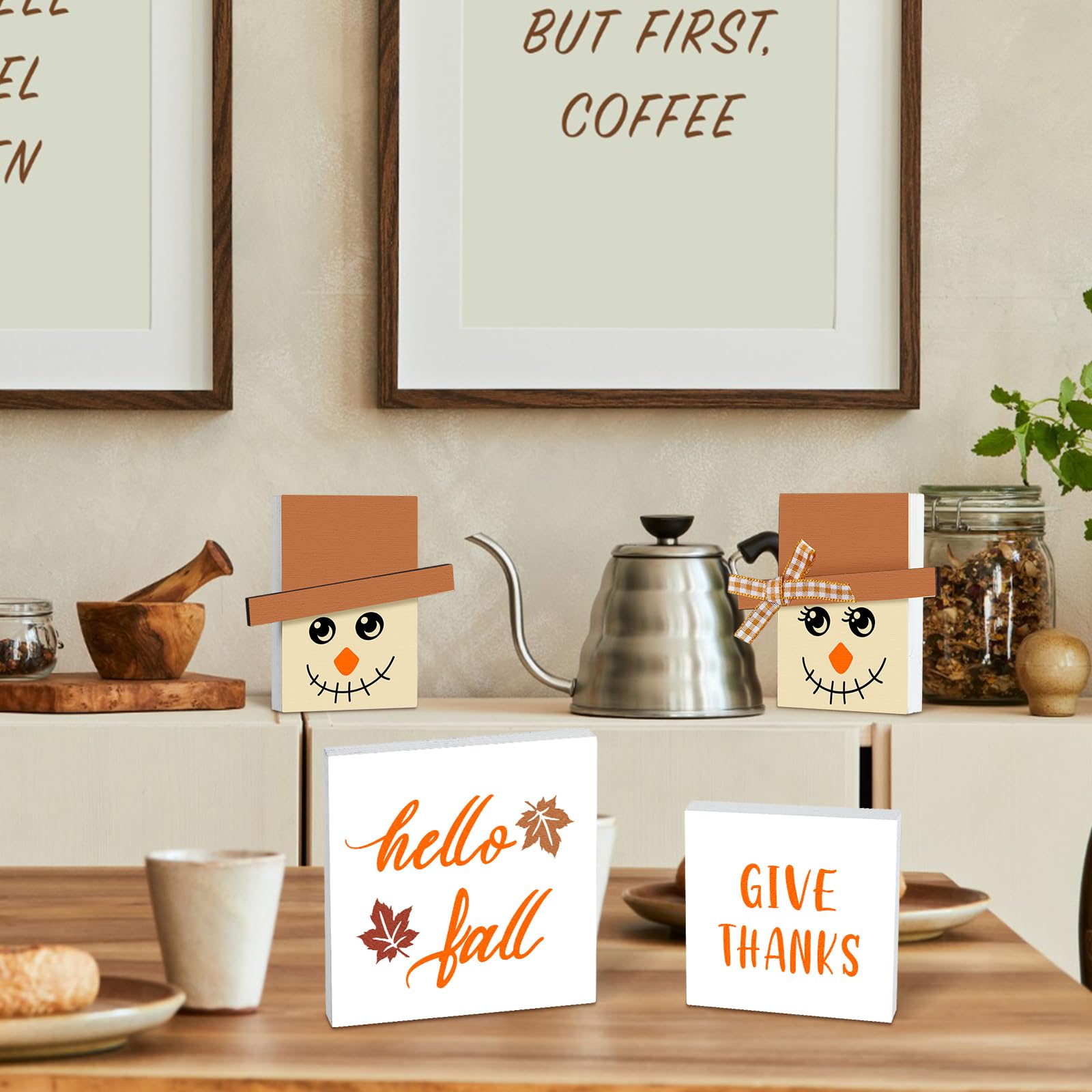 Sintuff Herbst Hofschilder, 4 Stück – 80 X 30 Cm, Outdoor-Deko Für Thanksgiving, Mit Heringen, Aus PP-Kunststoff