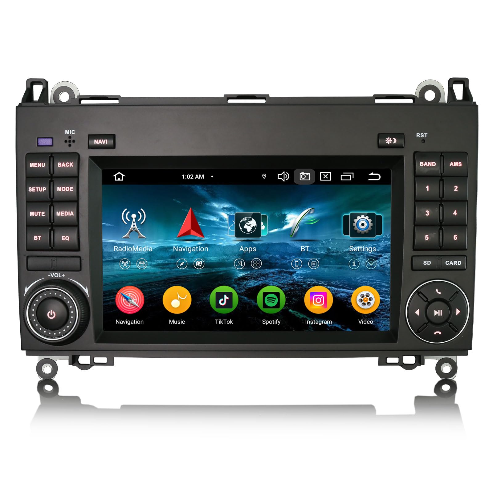Erisin radio samochodowe 7" 8-rdzeniowe 4GB+64GB z systemem Android 14, Bluetooth, GPS, nawigacja do Mercedesa Klasa A W169, Klasa B W245, Viano, Vito, Sprinter, VW Crafter, Canbus, CarPlay, Android