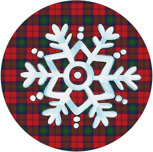 Juego de 6 posavasos de copos de nieve a cuadros rojos y verdes para bebidas, posavasos de piel sintética absorbente para mesa de café, decoración