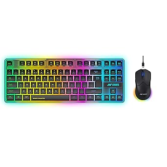 Ant Esports KM730 Pro Gaming Wireless TKL Keyboard Mouse Combo Rechargeable RGB Backlit Tenkeyless Compact 87 Keys 6 Button for Computer Laptop PS4 PS5 - XP/7/8/10 iMac MacBook Xbox one X – Black