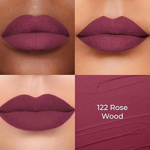 Full Day Non-Transfer Matte Lipstick | Long Lasting and Weightless Formula | Intense Color Pay Off | Waterproof Lipstick for Women (122 - Rose Wood, 4g)