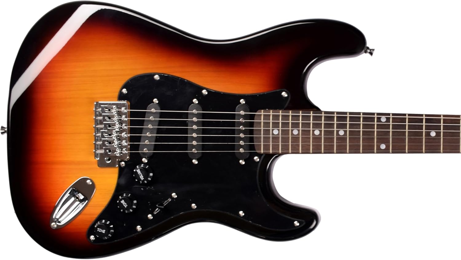 JUAREZ JRZ-ST01 6 Strings Basswood Electric Guitar Right-Handed with Bag/Case, 2 x Plectrums (3TS Sunburst)