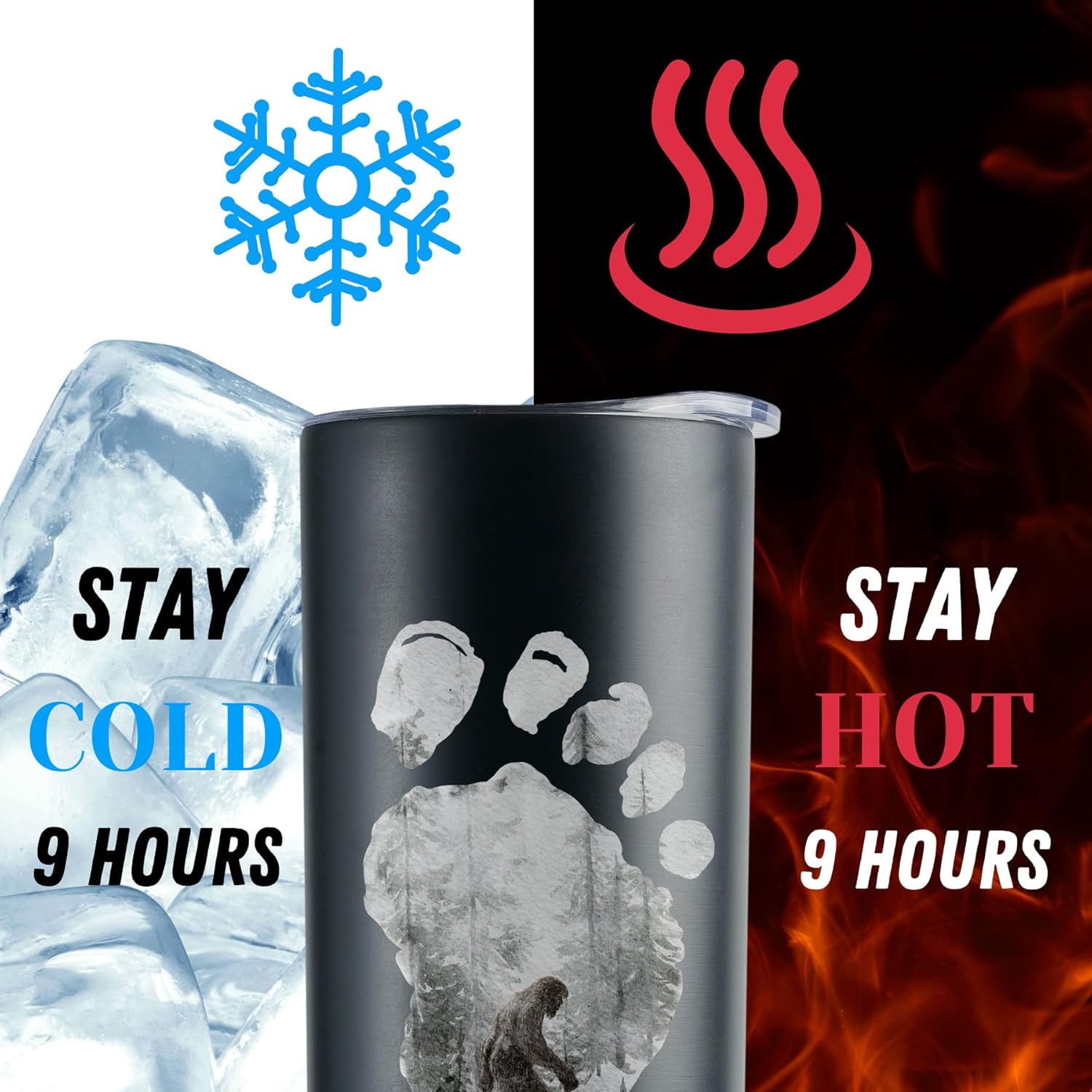 Onebttl Bigfoot Gifts for Men Women, Big Foot Sasquatch Gifts, 20 oz Black Insulated Tumbler, Bigfoot Gift Idea, Ideal for Christmas, Thanksgiving - Image 6