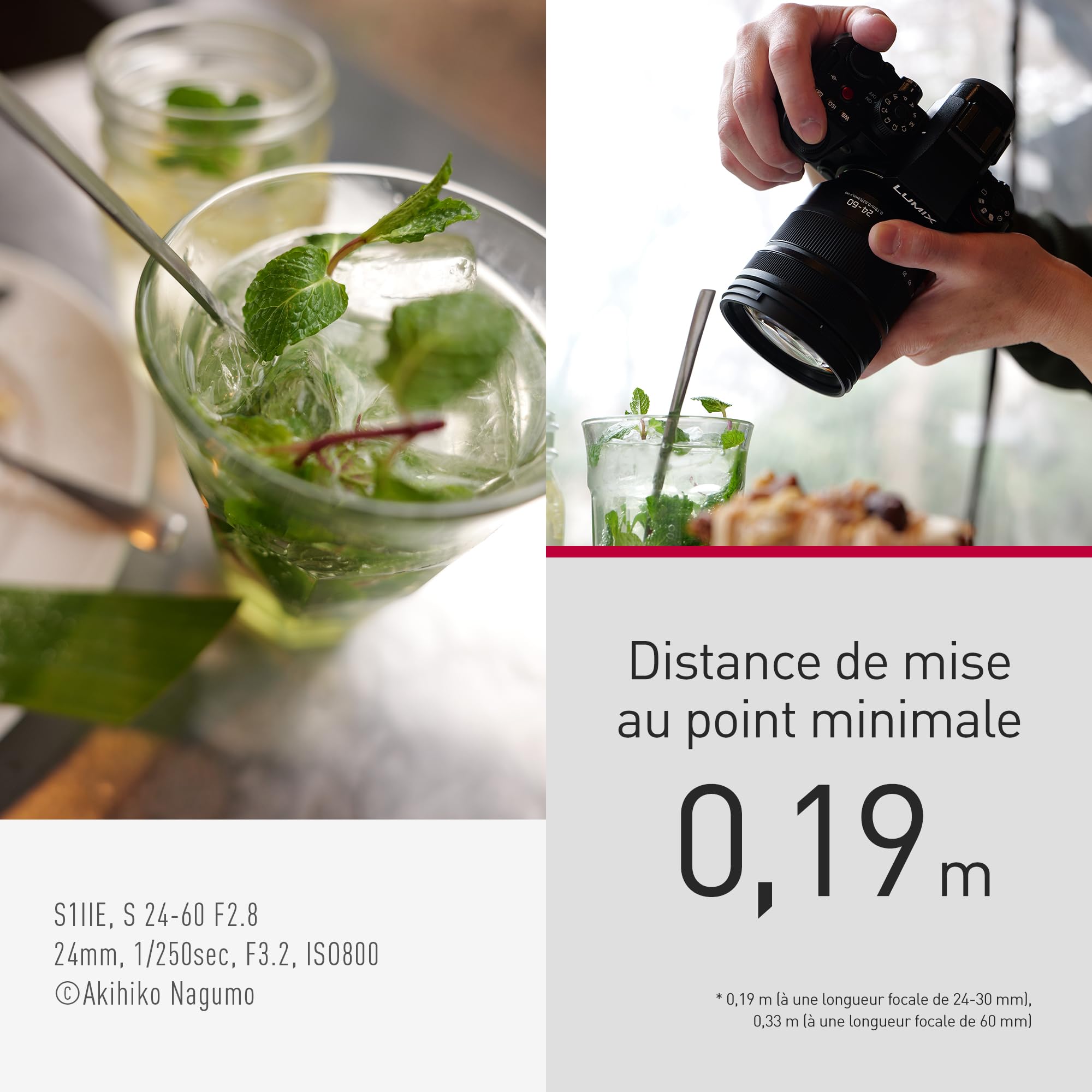 Panasonic Lumix S 24-60mm F2.8 Objectif Plein Format S-R2460 Grand Angle Tropicalisé Noir Monture L