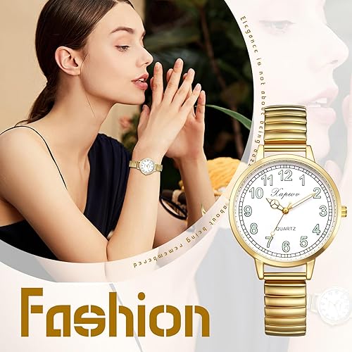 Miniatura 5 de Avaner Relojes de pulsera elásticos para mujer reloj de cuarzo analógico de fácil lectura con manecillas luminosas para mujeres y señoras