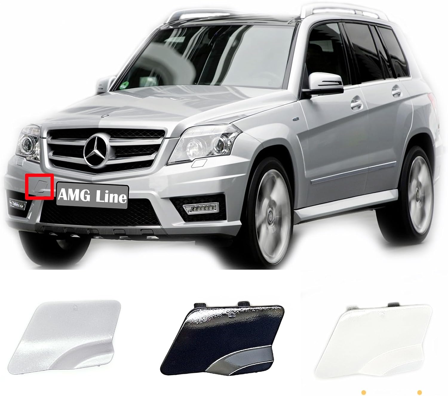 Front Tow Cover for 08-11 Mercedes Benz GLK W204 X204 AMG Line Fit GLK200 GLK220 GLK250 GLK280 GLK300 GLK350 2008 2009 2010 2011 Bumper Hook Eye Cap Black