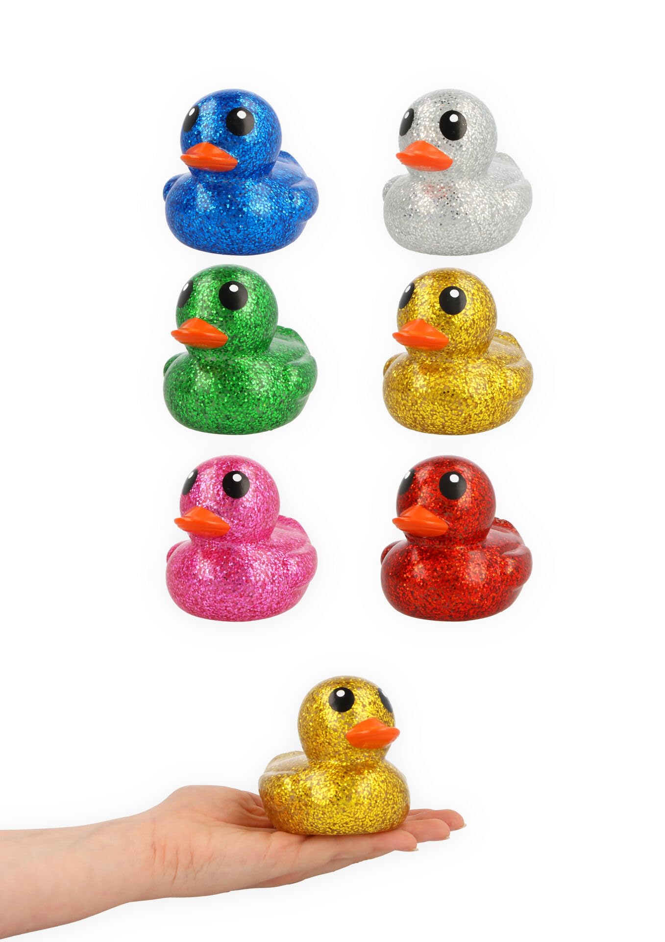 Henbrandt 1 x Glitter Rubber Duck 9cm Assorted Colours Bath Toys Party Favours Kids Children Birthday Celebrations Events Decorations Gifts
