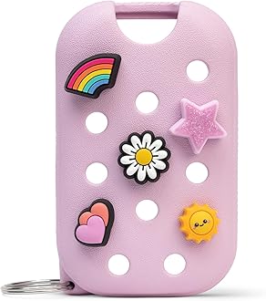 Touchland x Crocs Special Edition Mist Case 1 Fl. OZ., Stylish Hand Sanitizer Spray Accessory, with 5 JibbitzTM Charms and Keyring, Sugarpop Pink Color
