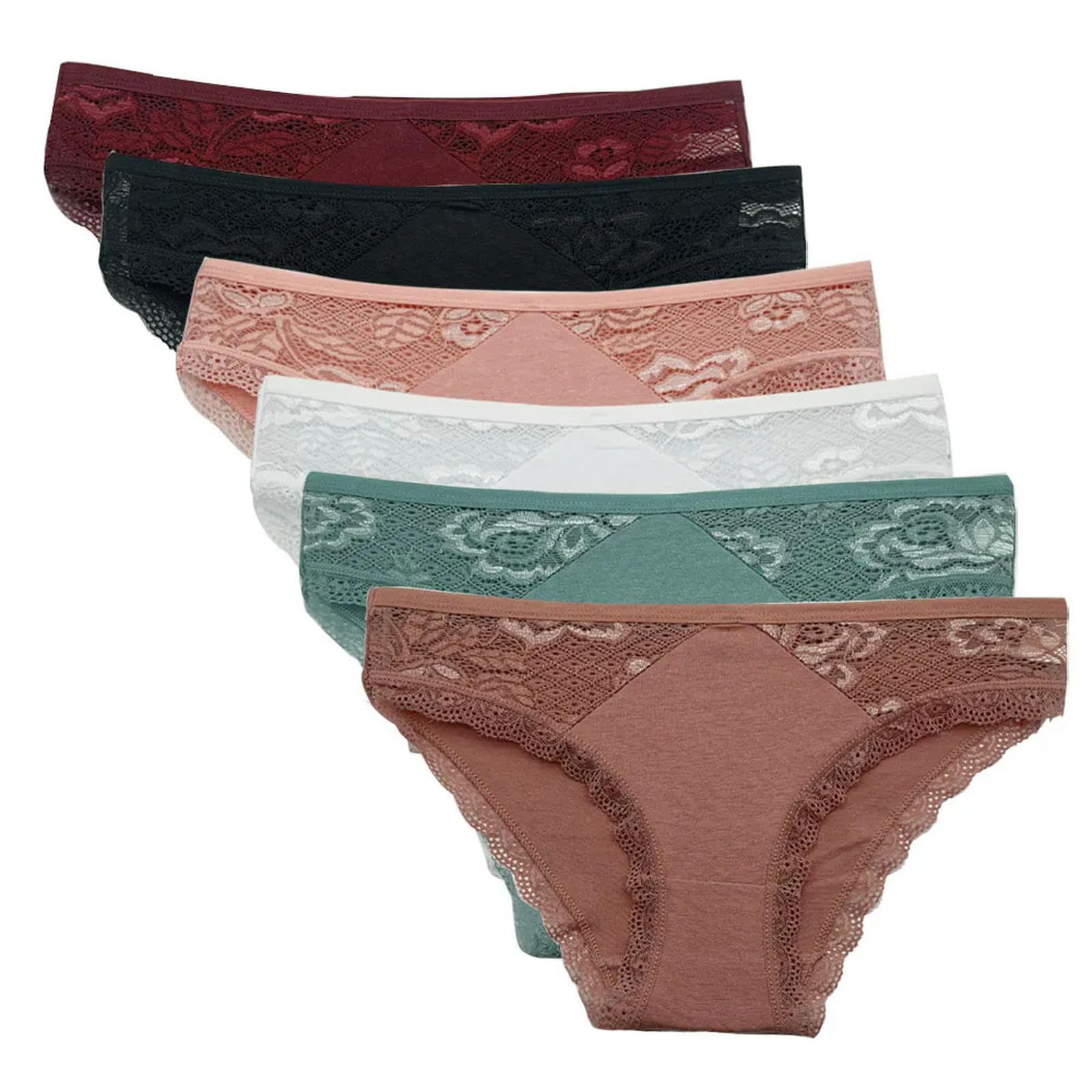 Bielizna damska, 5 sztuk Zestaw Sexy Low Rise Bielizna Miękkie Bielizna Koronkowe Przezroczyste Damskie Bawełniane Figi Damskie Majtki R007-XL (60-70kg)