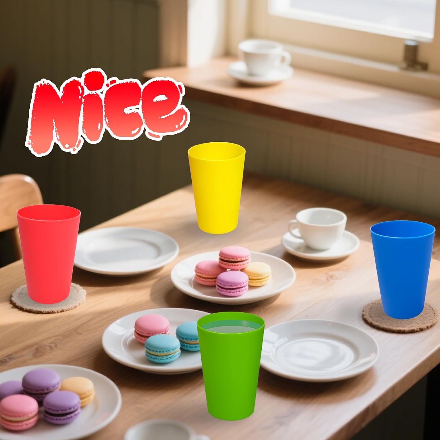 66 Pcs Kids Plastic Cups, 8.5 oz Stackable Colorful Drinking Tumblers, Reusable Plastic Cups Bulk for Kids, Toddlers, Baby, Children, and Adults (Multicolor)