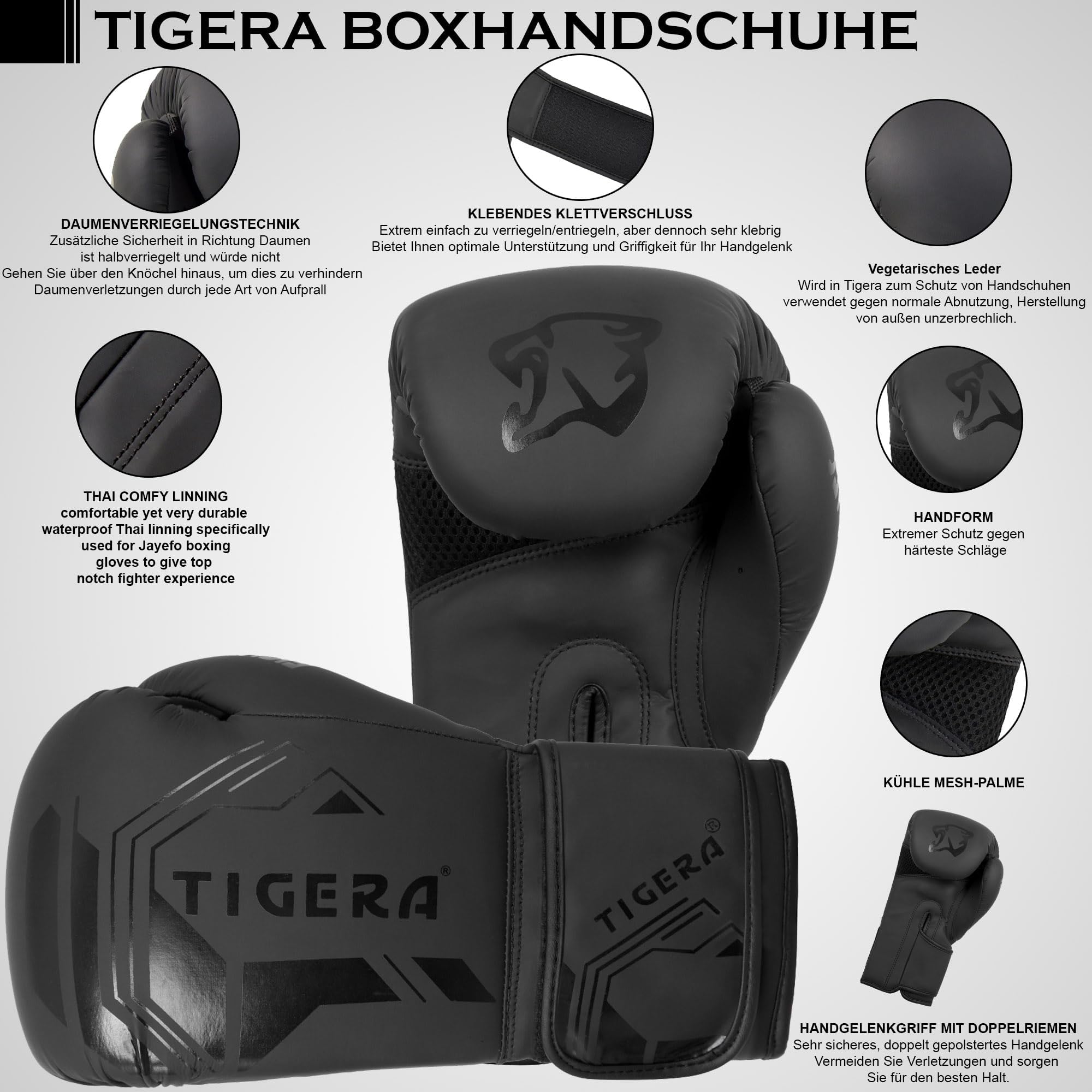 Tigera Boxing Gloves for Men & Women Training Pro Punching Heavy Bag Mitts MMA Muay Thai Sparring Kickboxing Gloves (10oz) - Image 2