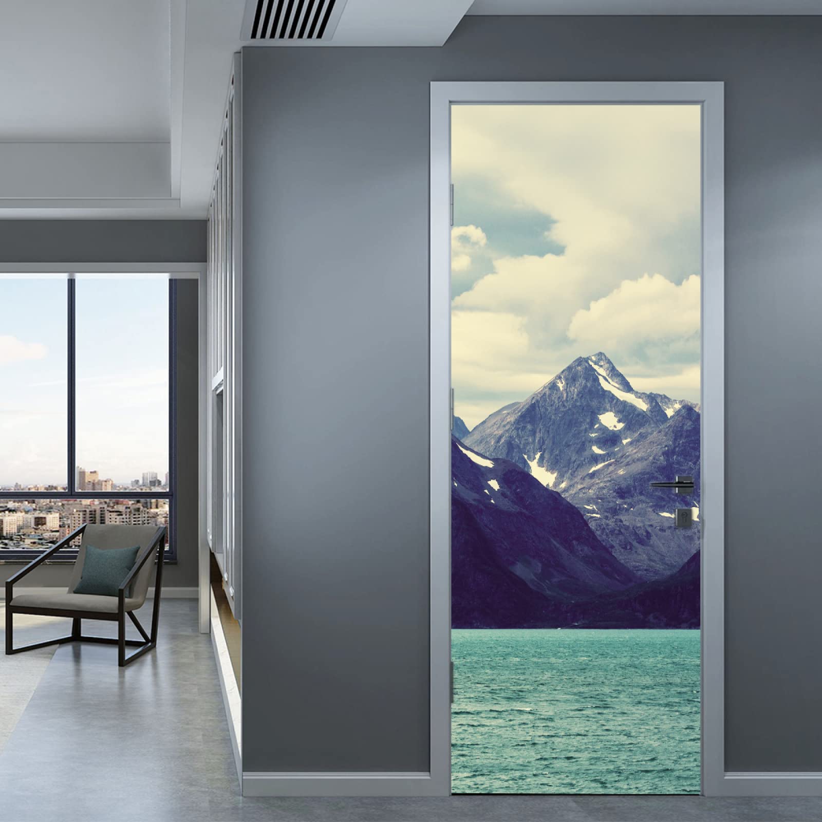Sticker Porte Effet 3D Chambre Décoration Paysage De Rivière De Montagne 95 X 215 Cm Stickers De Porte Auto-Adhésif Imperméable Amovible Art Stickers Pour Salon Chambre Décoration Autocollant De Por