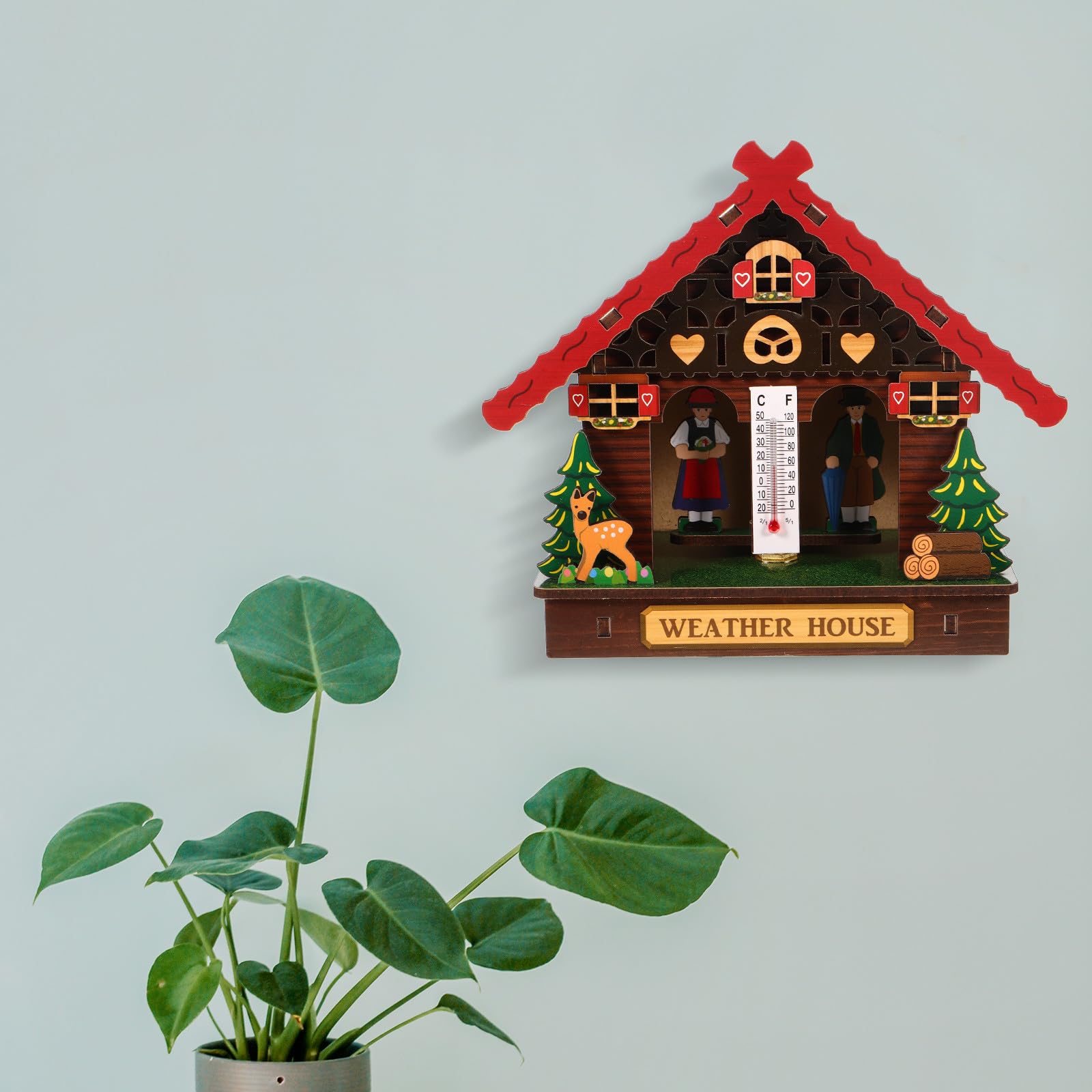 TIDTALEO Barometro e Igrometro da Parete in Legno Elegante per Uso Interno ed Esterno, Pezzo Decorativo Multifunzione per Casa con Misurazione Temperatura e Umidità