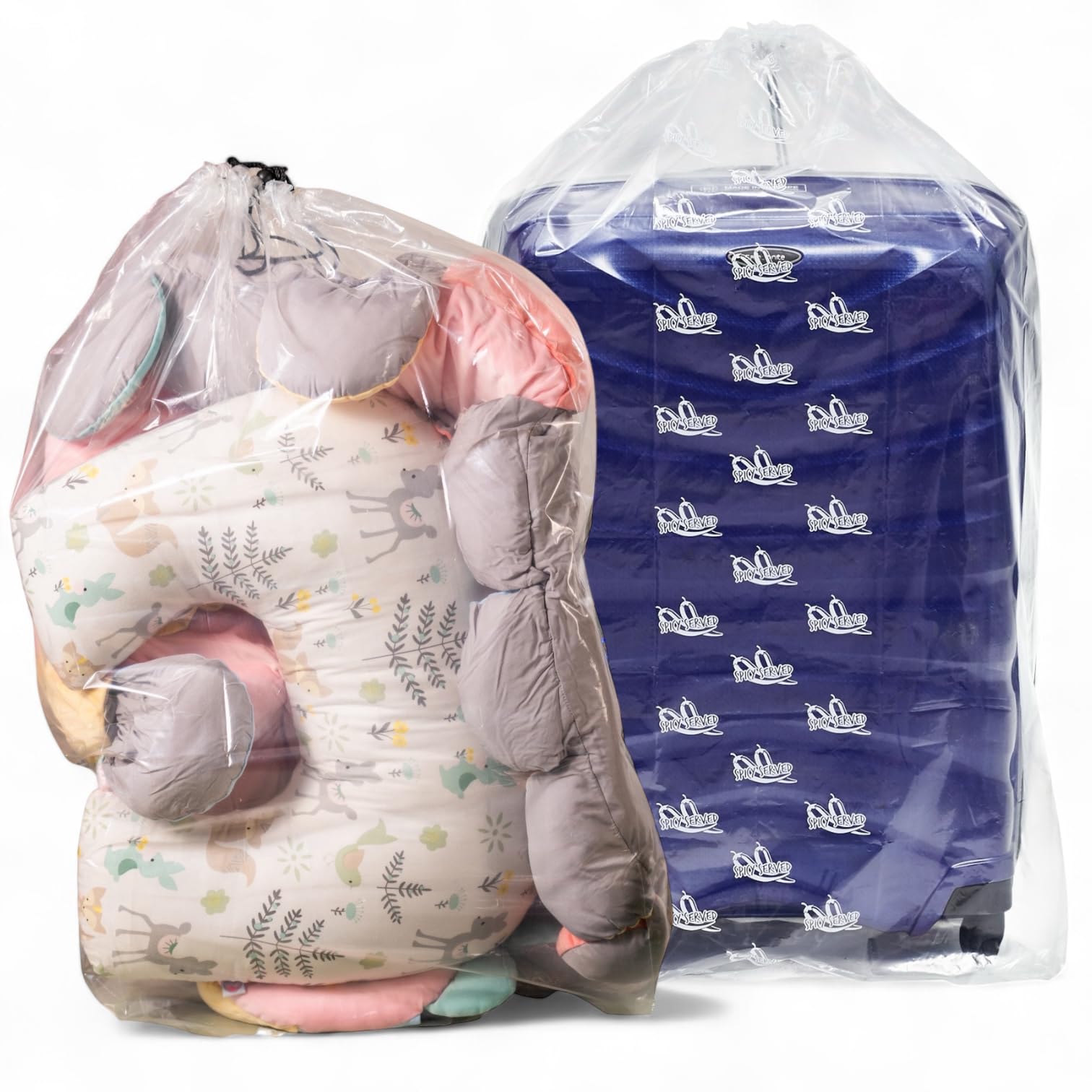Photo 1 of 2 PCs/pack Drawstring Plastic Dust Cover Bags,Transparent Storage Bags with multi-purpose for Home Organization, suitable for luggage, blanket, big doll, duvet and reusable (Size L 52 x 115 + 27 cm.)