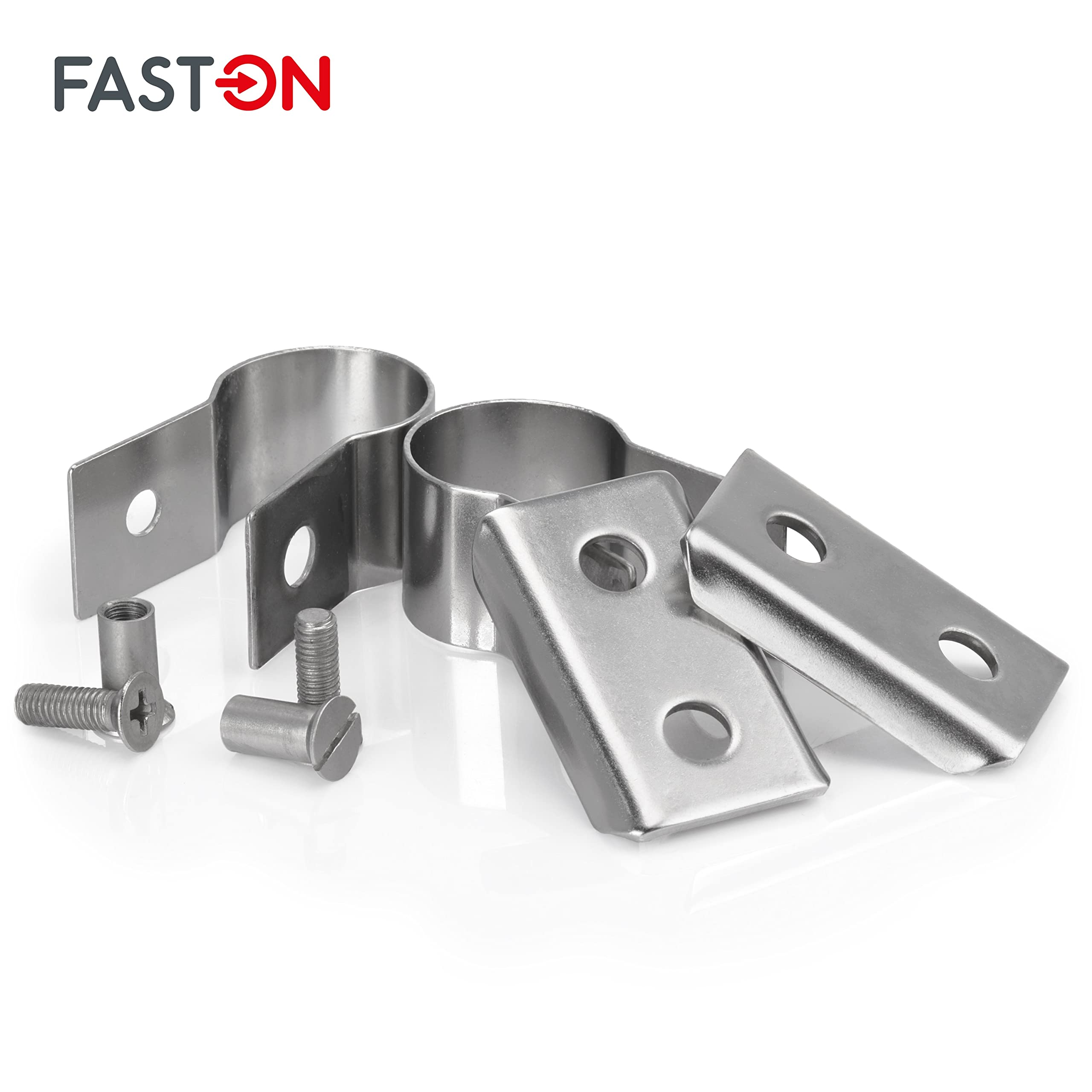 Inless - Conectores de acero A2 V2A de 25 mm (paquete de 5) conectores de tubo de doble abrazadera para un soporte resistente y seguro en uso doméstico o comercial