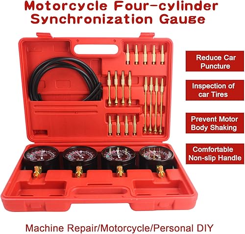 Miniatura 2 de SINOCMP Carburador de vacío universal para motocicleta, sincronizador, medidor de equilibrio de carbohidratos para Honda, Yamaha, Kawasaki, Suzuki,