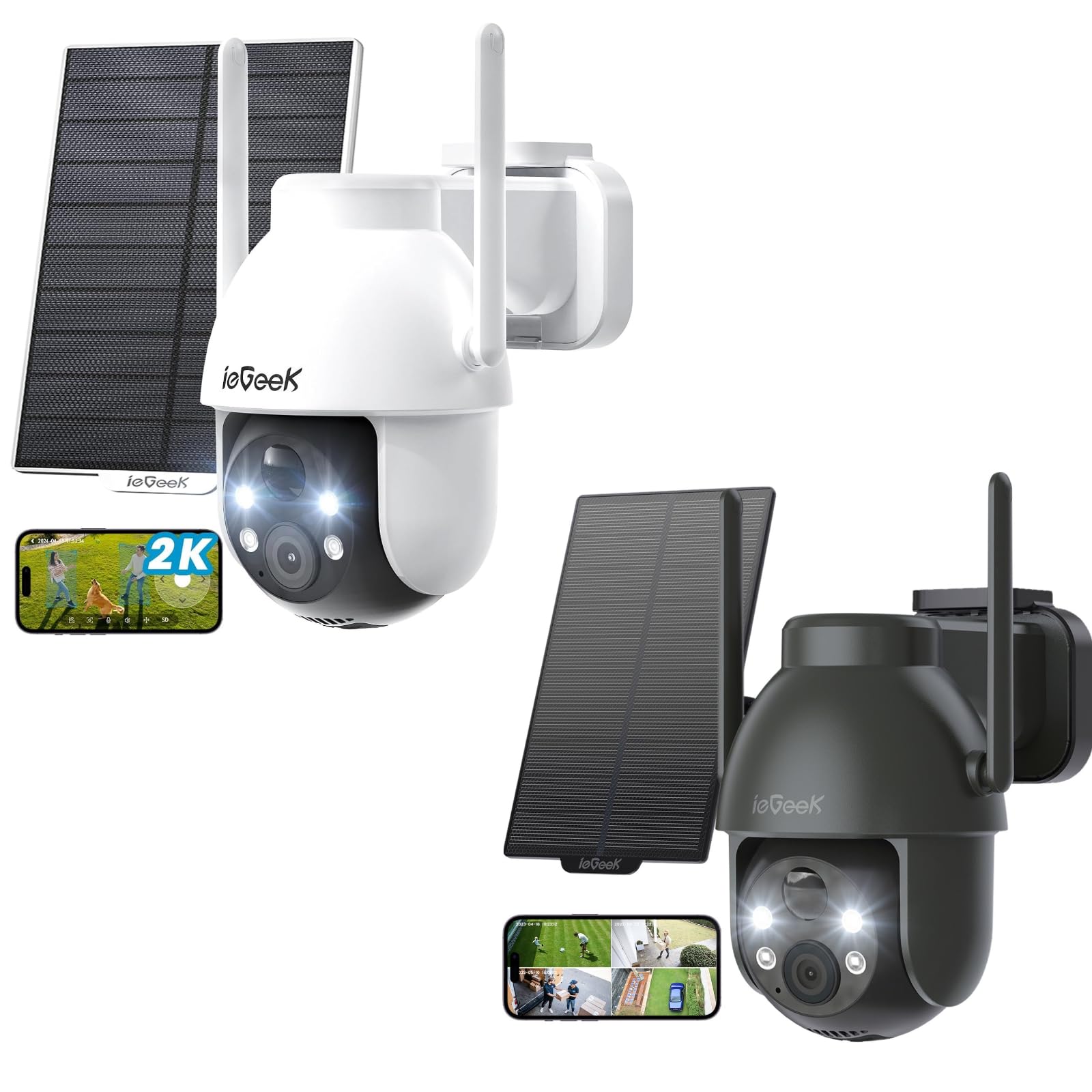 Nest Camera IeGeek 2K Security Camera Wireless Outdoor, Solar Dome