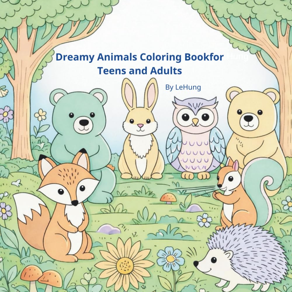 Dreamy Animals Coloring Book for Teens and Adults: Cute Forest Friends in a Magical Garden | Relaxing, Stress Relief & Mindfulness Coloring Pages