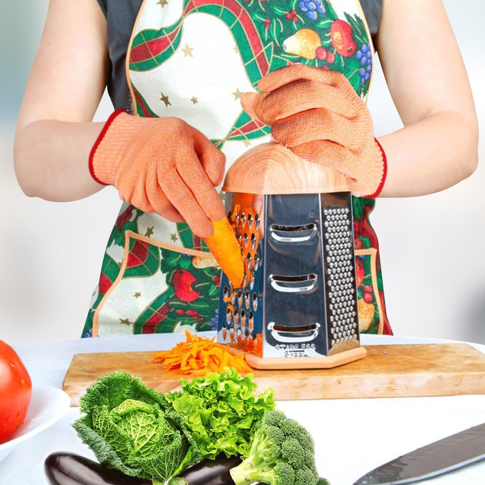 Gеt Sресіаl Prісе Cut Resistant Gloves Meat Cutting Food Processing Safety Kitchen Gloves, Grey+Orange/M