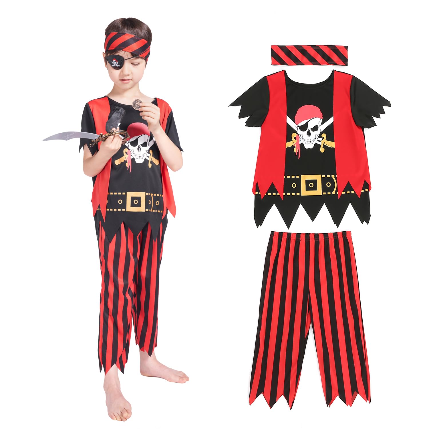 Wizland Kids Pirate Costume Buccaneer Princess Costume Pirate Lass Costume Pirate Role Play Dress Up Set