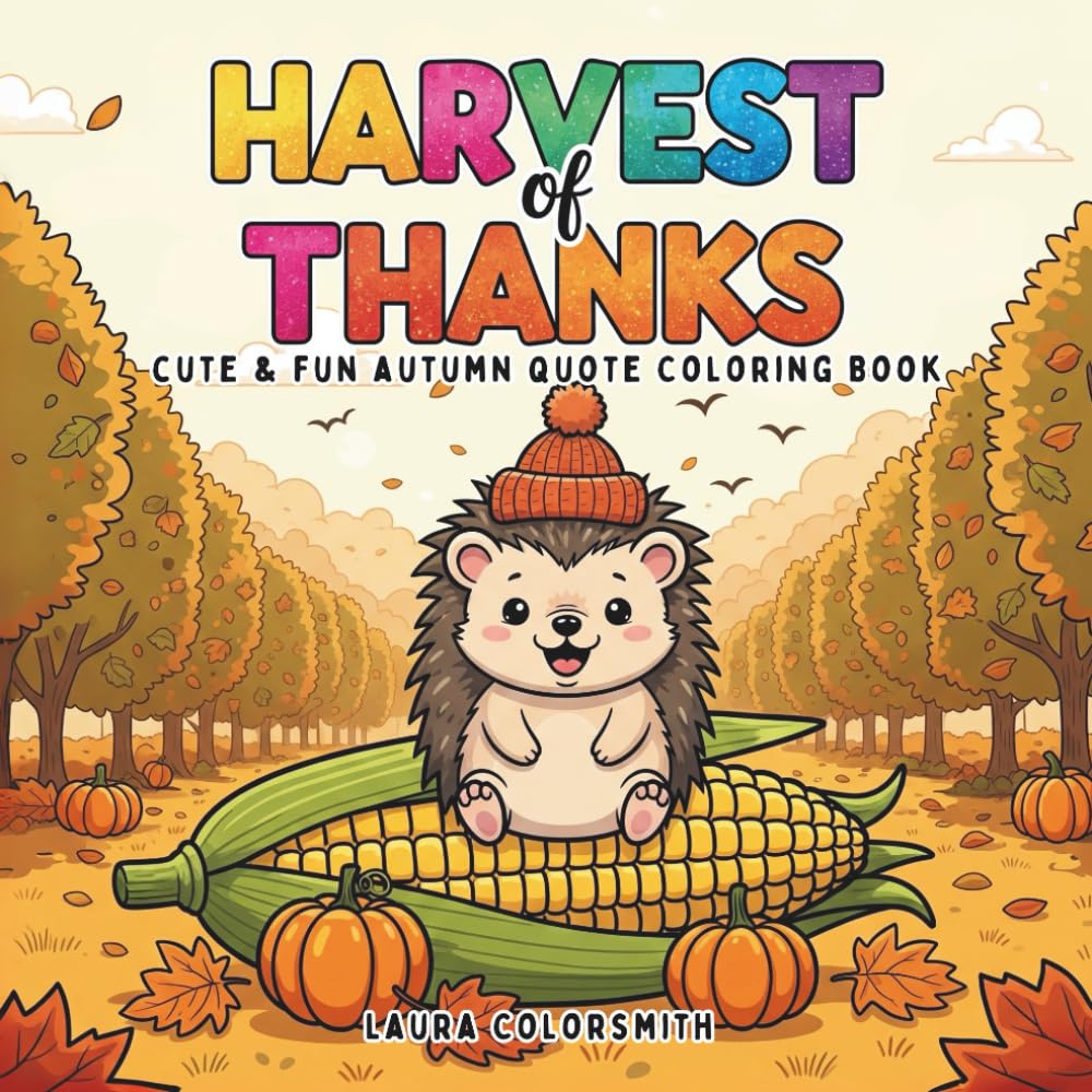 Harvest of Thanks - Cute & Fun Autumn Quote Coloring Book: A Joyful Autumn Coloring Book Featuring 55 Easy and Bold Thanksgiving Quotes, Turkeys, Pumpkins & Cozy Harvest Designs for All Ages