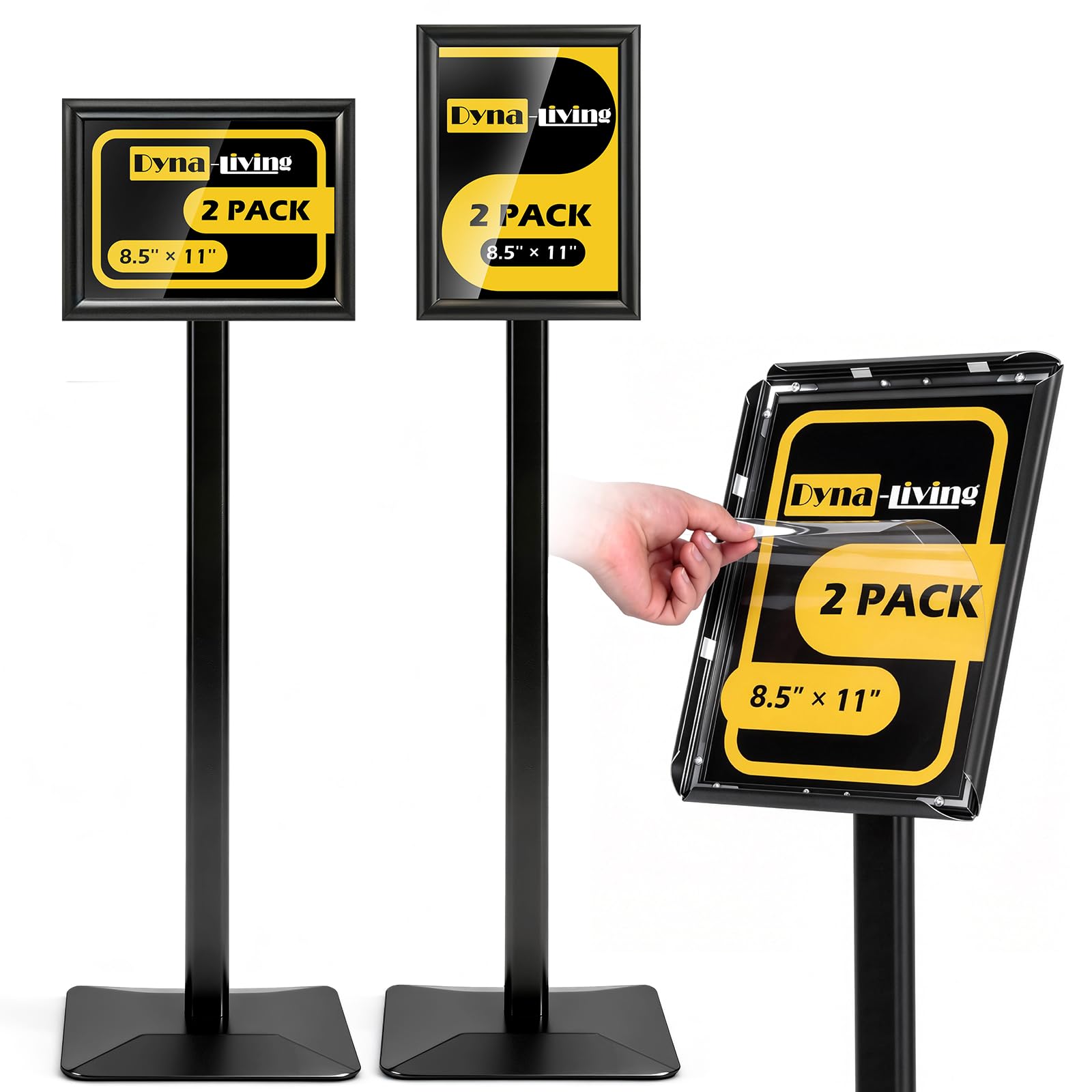 Dyna-Living Sign Stand for Display 2 Pack Sign Holder Stand 8.5 x 11 Inch, Heavy-duty Pedestal Sign Holder, Adjustable Floor Standing Signs Holders, Poster Holders Stand for A4 Advertising