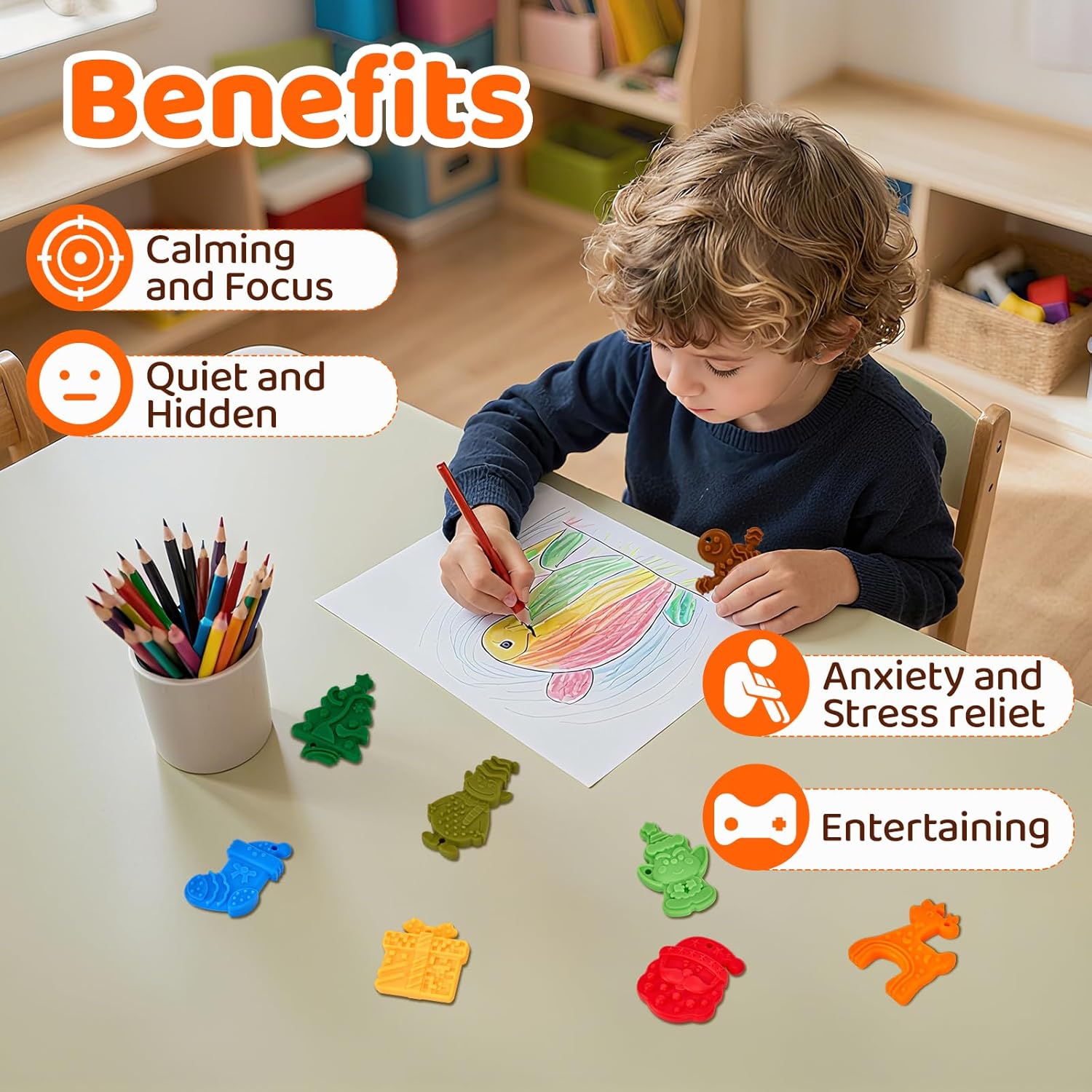 Fidget Toys Sensory Stone, 6 Pack Sensory Toys for Kids with Autism, Christmas Fidget Stress Toys for Children Adults to Reduce Fidgeting Anxiety