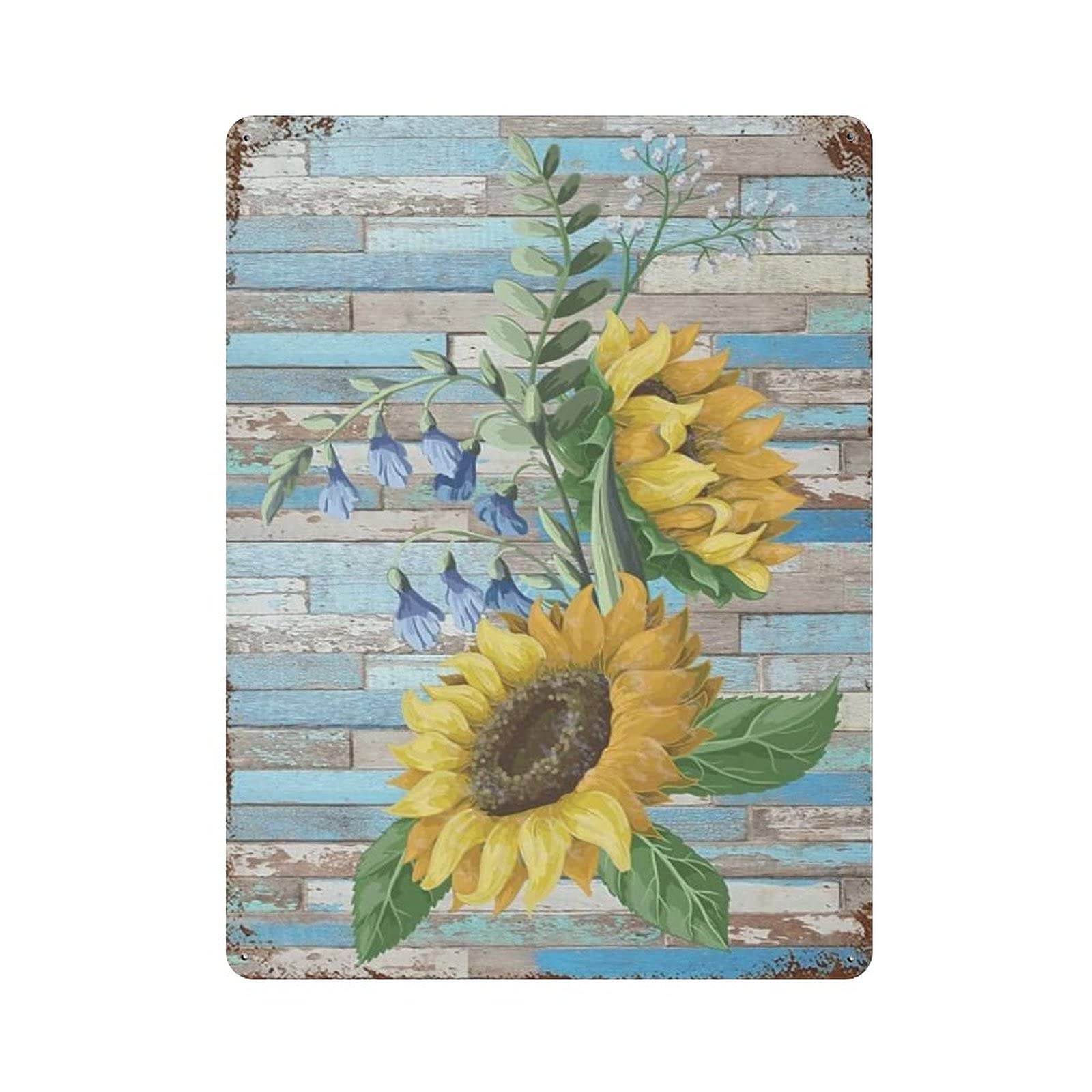 Metal Tin Sign Sunflower Bouquet Vintage Tin Poster Metal Sign Wall Decoration Country Kitchen Home Garage Decor 16"x12"