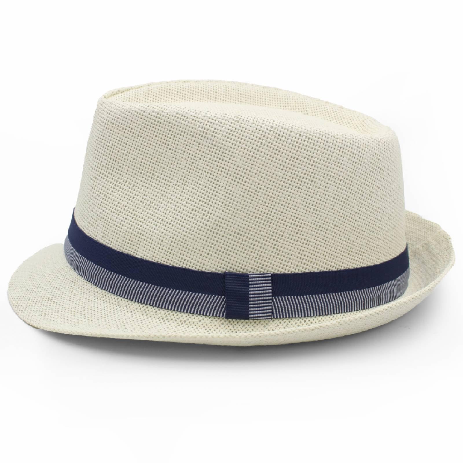 LIDHAY Sombrero de ala corta, sombrero de paja estilo fedora para hombres y mujeres, sombrero de verano Derby Trilby, sombrero de playa