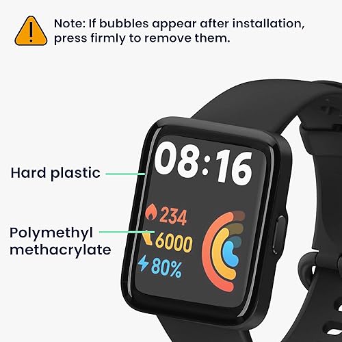 Miniatura 5 de kwmobile Protector de pantalla compatible con Xiaomi Redmi Watch 2 Lite, 2 protectores de reloj inteligente antihuellas