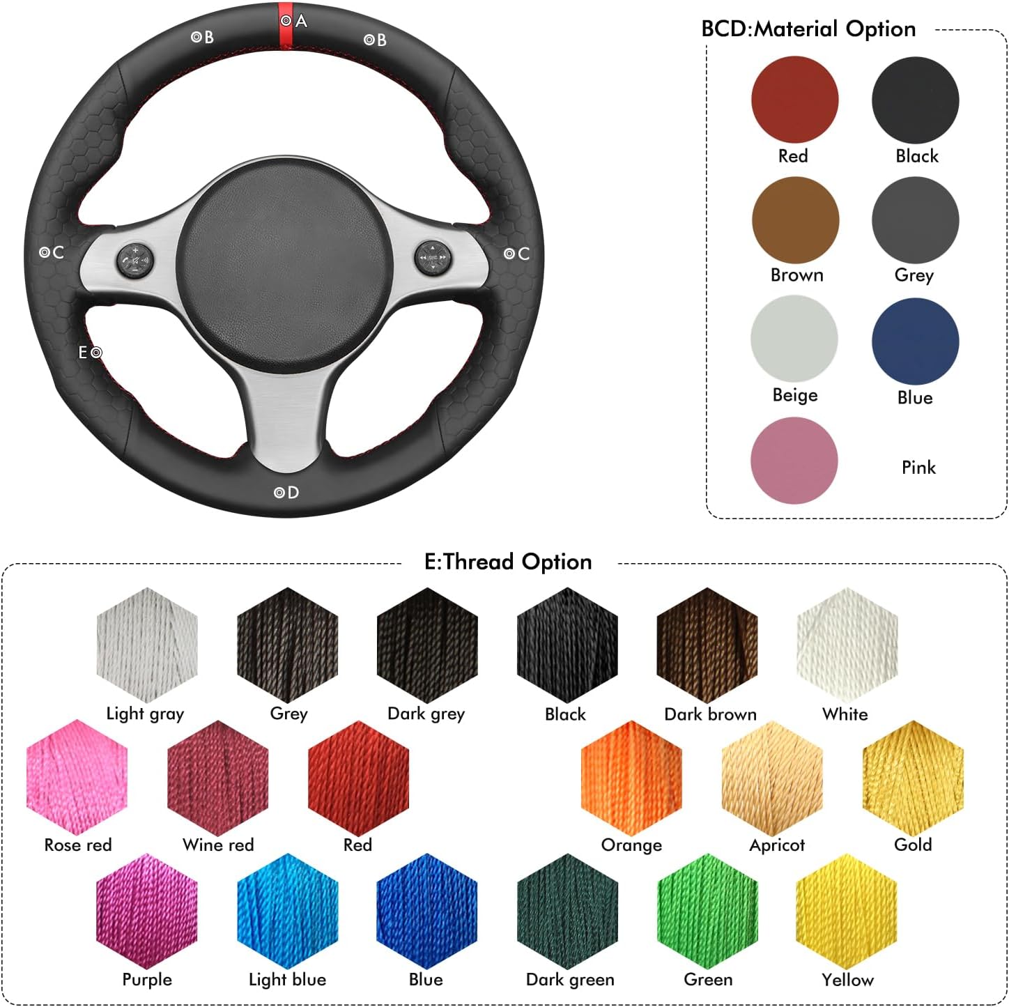 MEWANT Steering Wheel Cover Compatible with Alfa Romeo 159 TI Brera 2006-2011 Hand-Stitched Microfiber Leather Steering Wheel Wrap