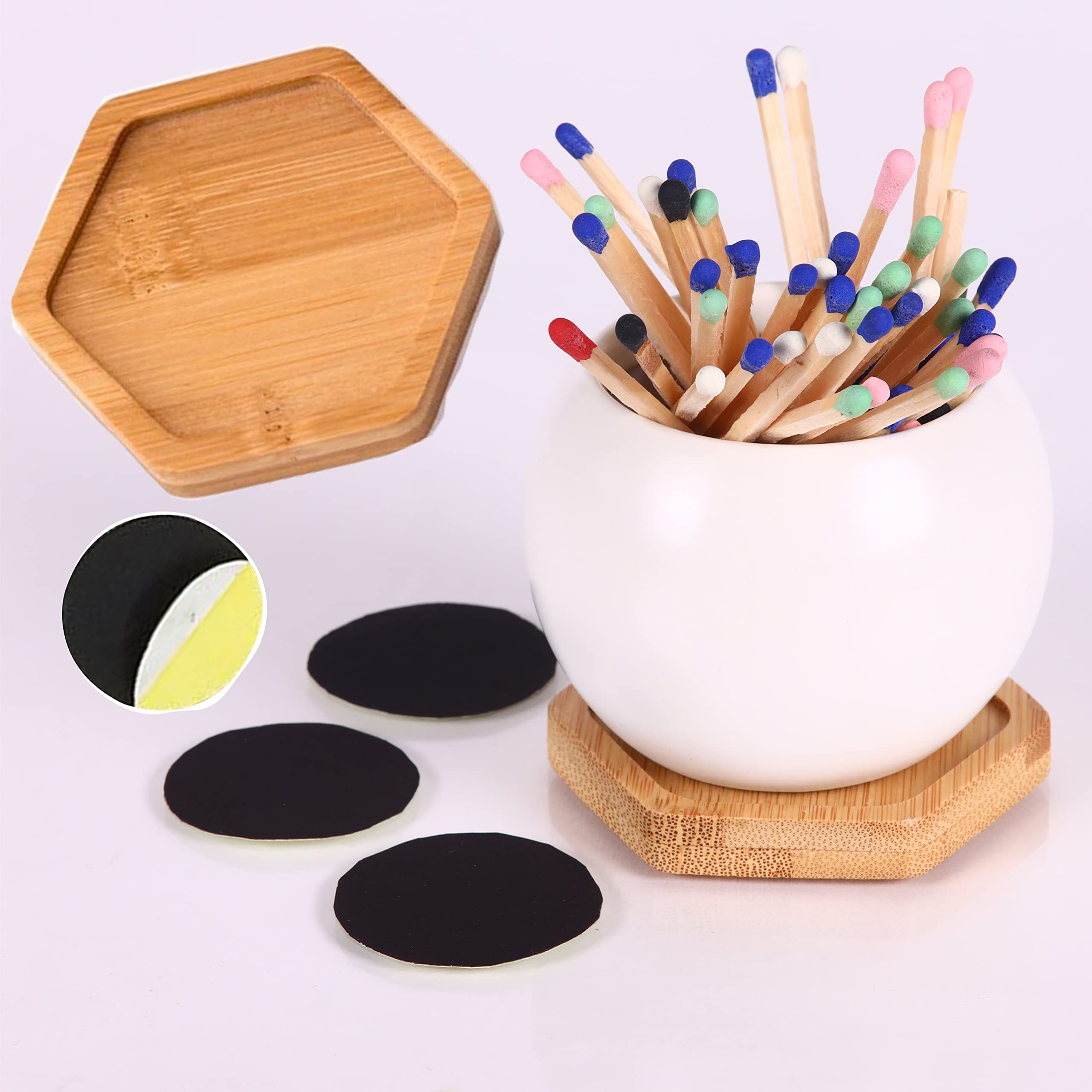 Matches in a Jar with Striker, Ceramic Match Holder with Striker, Matchstick Holder for Fancy Bathroom Matchesr-Match NOT Included