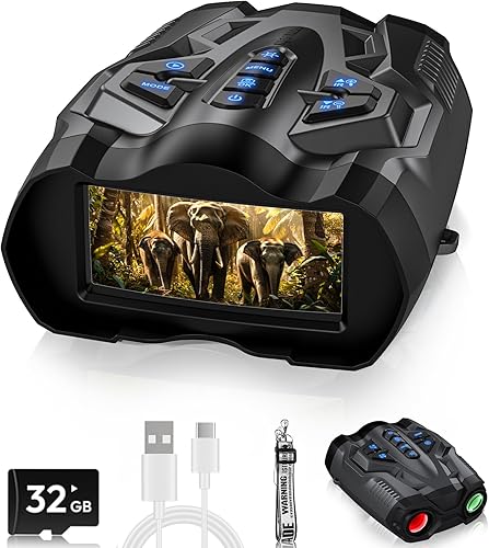 Gafas de visión nocturna 4K, prismáticos de visión nocturna mejorados con batería recargable de 5000 mAh - Visión nocturna digital 16X de 9