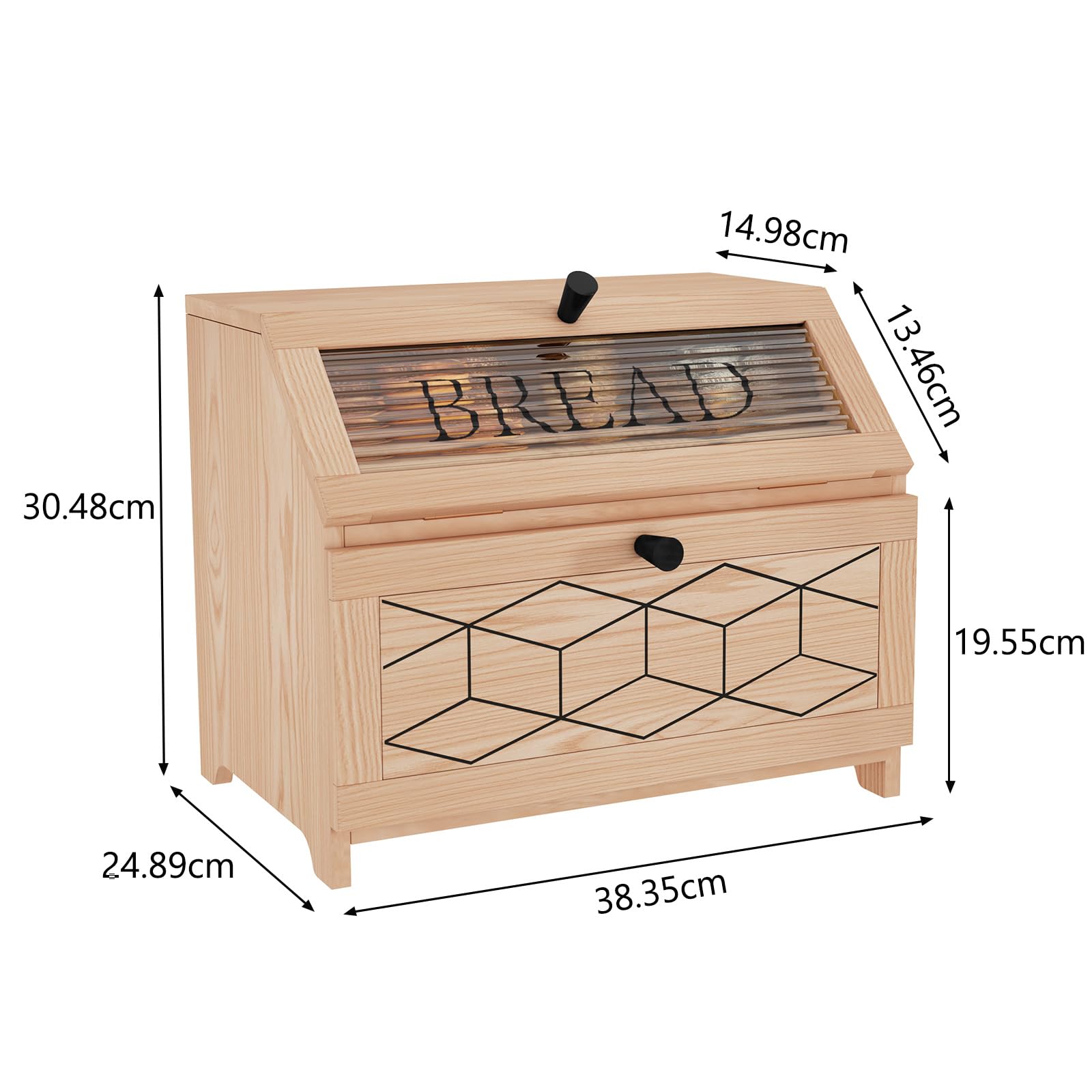 Double boîte à pain pour cuisine, boîte à pain en bois de chêne