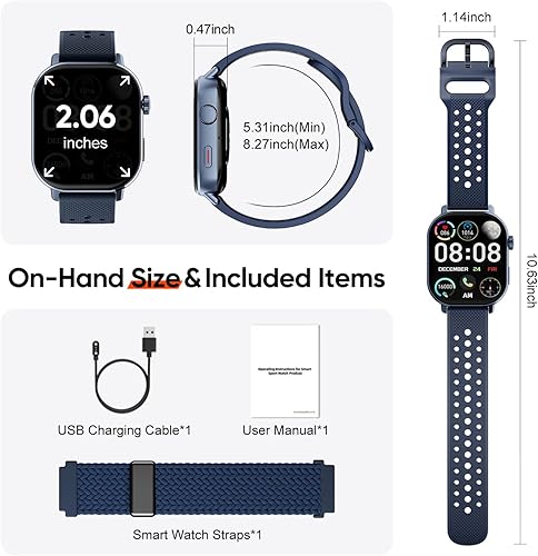Miniatura 8 de Reloj inteligente de seguimiento de actividad física para mujeres y hombres, GPS integrado, AMOLED de 2.06 pulgadas para llamadas, monitor de sueño