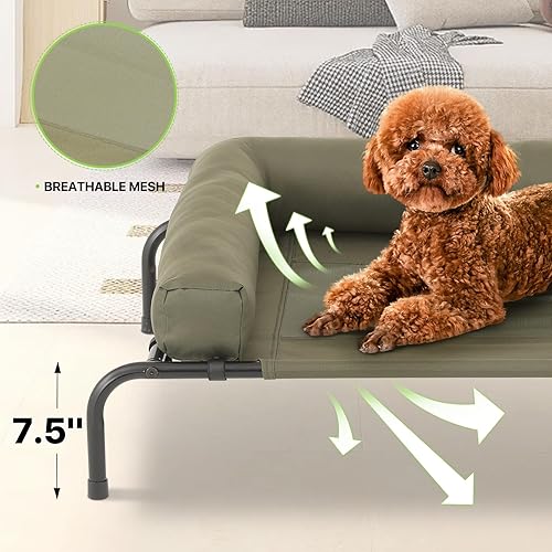Miniatura 8 de Magshion Cama elevada refrescante para perros con cojín extraíble, cunas elevadas portátiles para interiores y exteriores, hamaca para mascotas a
