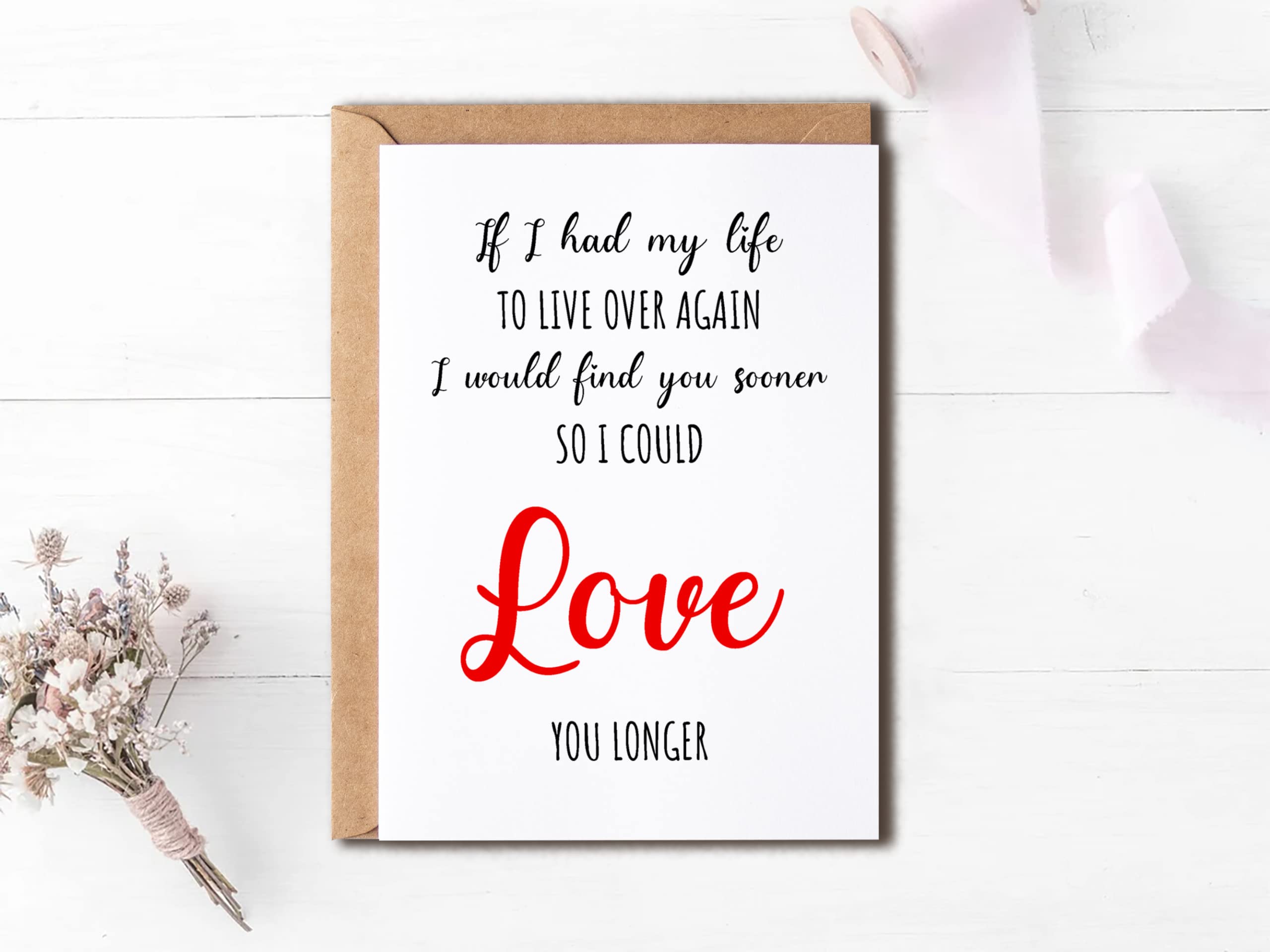OystersPearl Romantische Geburtstagskarte – Mit Spruch 'If I Had My Life...', 12,7x17,8 Cm, Inkl. Umschlag
